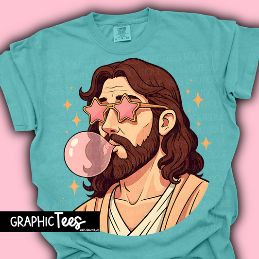 Jesus blowing bubblegum